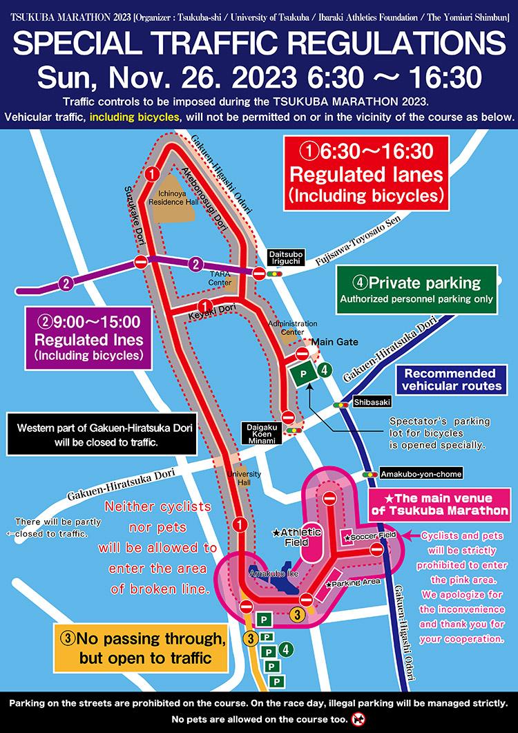 On-campus traffic control during the 42nd Tsukuba Marathon