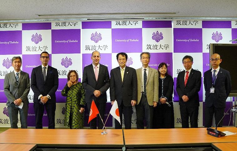 H. E. Mr. Mohamed ELLOUMI, Ambassador of the Republic of Tunisia to Japan, with President NAGATA, Vice President BENTON, Executive Officer OHNEDA, Professor KIGOSHI, Professor ISODA, Professor MORIO