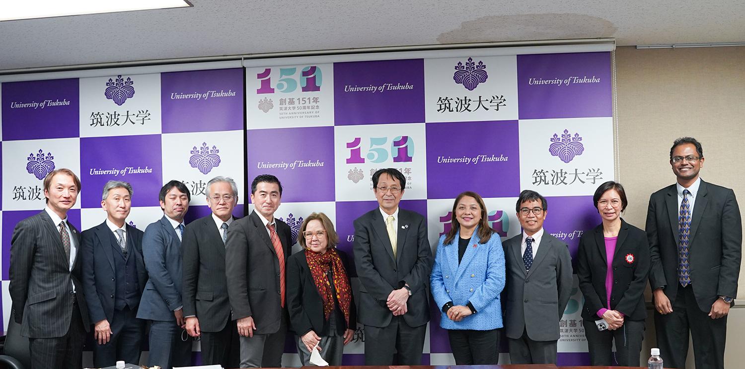 Group photo at the courtesy call to President Dr NAGATA of University of Tsukuba